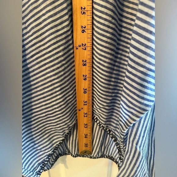 SUNDRY Anthropologie Blue White Stripe 100% Cotton Beach Pool Dress Sz 1 POCKETS - Picture 6 of 12